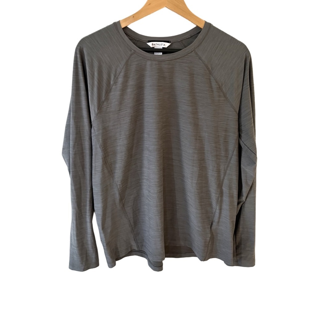 Athleta Heather Gray long sleeve athletic tee